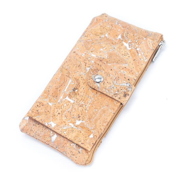 Gold and silver cork Slim card snap long wallet BAG-2234