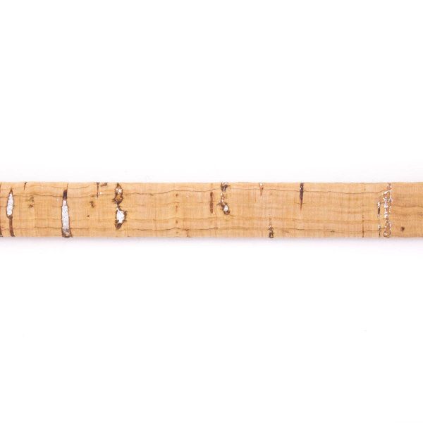 Natural with sliver 10mm flat cork cord Cor-200(10meters)