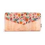 Flowers patterns natural cork women zipper card wallet BAG-2337
