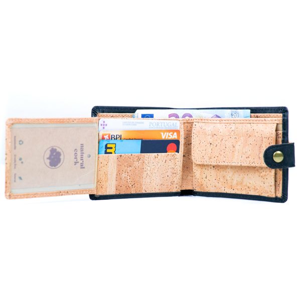 Sleek Bifold Cork Wallet with Snap Button BAG-2278