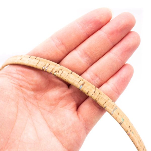 Natural with Colorful cork cord 10mm flat cork cord COR-572(10meters)