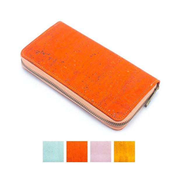 Solid color cork  women card zipper vegan wallet BAGP-245