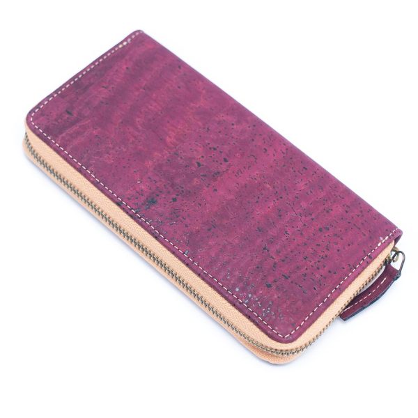 Solid color cork  women card zipper vegan wallet BAGP-190