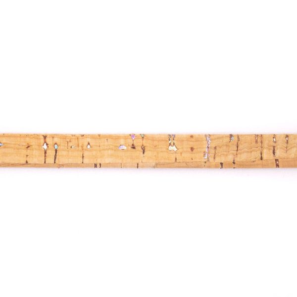 Natural with Colorful cork cord 10mm flat cork cord COR-572(10meters)