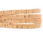 Natural with sliver 10mm flat cork cord Cor-200(10meters)