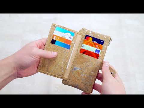 Gold and silver cork Slim card snap long wallet BAG-2234